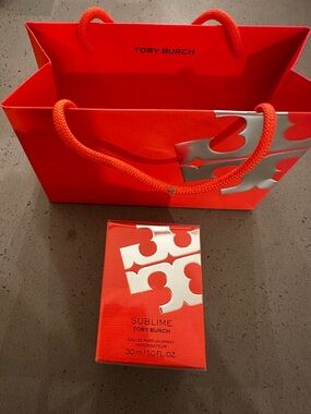 Tory Burch Sublime Eau de Parfum — Vibrant Red with Silver Logo with gift bag
